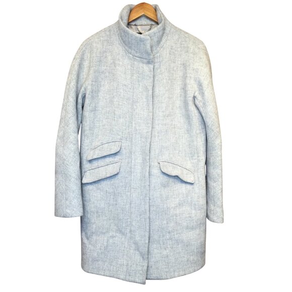 J Crew Italian Wool Womens Cocoon Coat 8 T Gray Long Sleeve Mid Length Outerwear - Picture 1 of 8